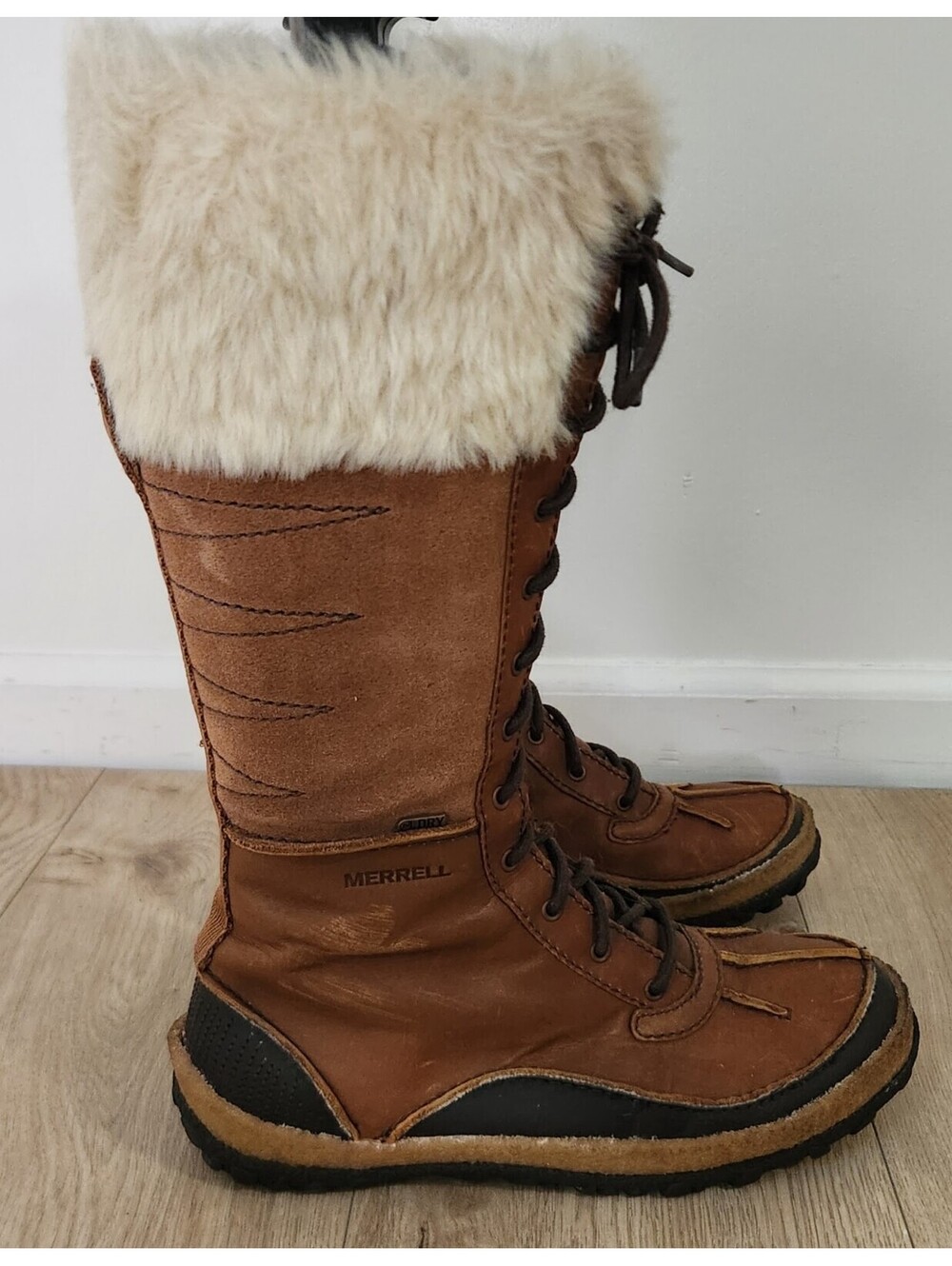 Merrell Tremblant Tall Polar Boots Women 8.5 Brown Faux Fur Waterproof J45726